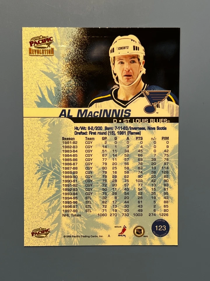 1998-99 PACIFIC REVOLUTION AL MACINNIS #123 ST. LOUIS BLUES HOF - Image 2 of 2
