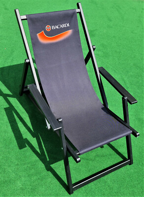 Bacardi Rum Liegestuhl Armlehne Strandstuhl Black Holz Camping Beachclub(7348-1)