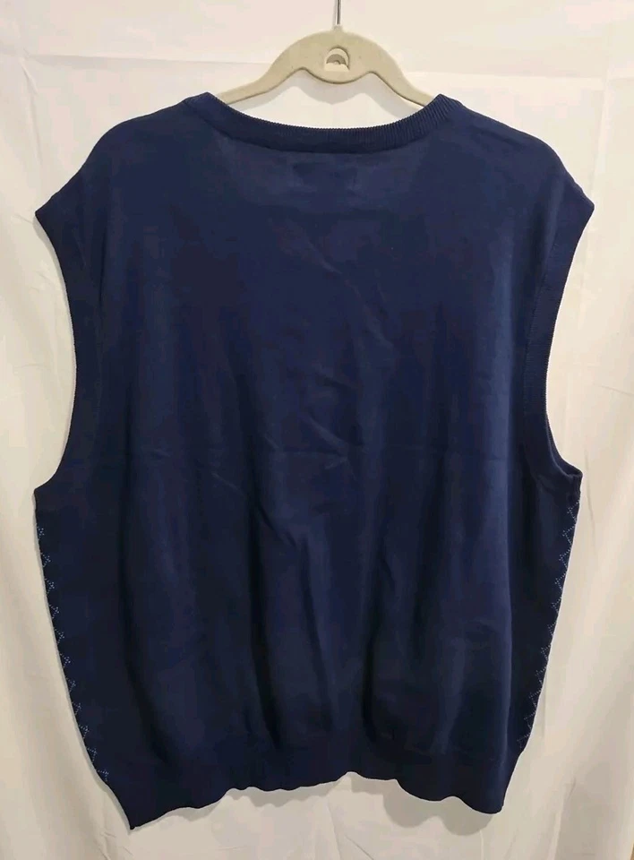 Saddlebred Sweater Vest XLarge Blue Argyle Diamond 100% Cotton  - Image 4 of 4