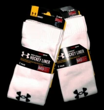 Under Armour men's set of 2 pair Hockey liner Socks - Medium / 4 - 8 1/2 - White