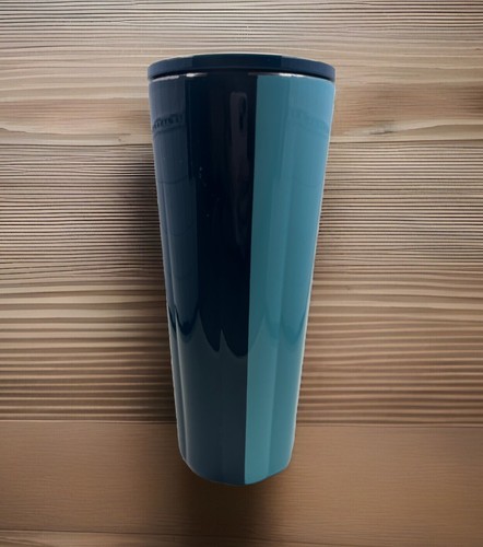 STARBUCKS Teal Blue Two Tone Venti Tumbler Stainless Steel Cup Mug 24oz~No Straw - Picture 4 of 17