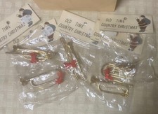 VTG Miniature Metal Horn Musical Instrument Christmas Ornaments X 5 Taiwan
