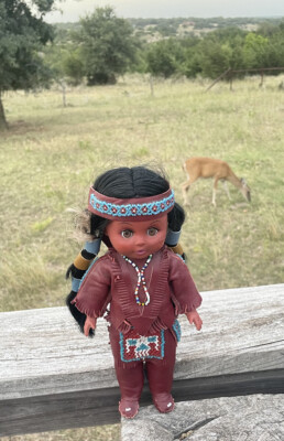 Indianer Sammlerpuppe Lederkleid detaillierte Perlen 11 Zoll blinzelnde Augen