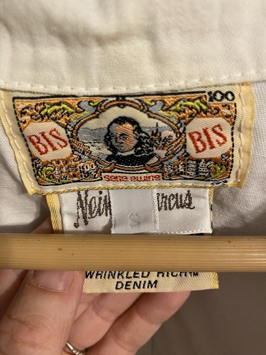 VTG Gene Ewing Bis Wrinkled Rich Denim Neiman Marcus White Button Down S Sunwash - Picture 9 of 11