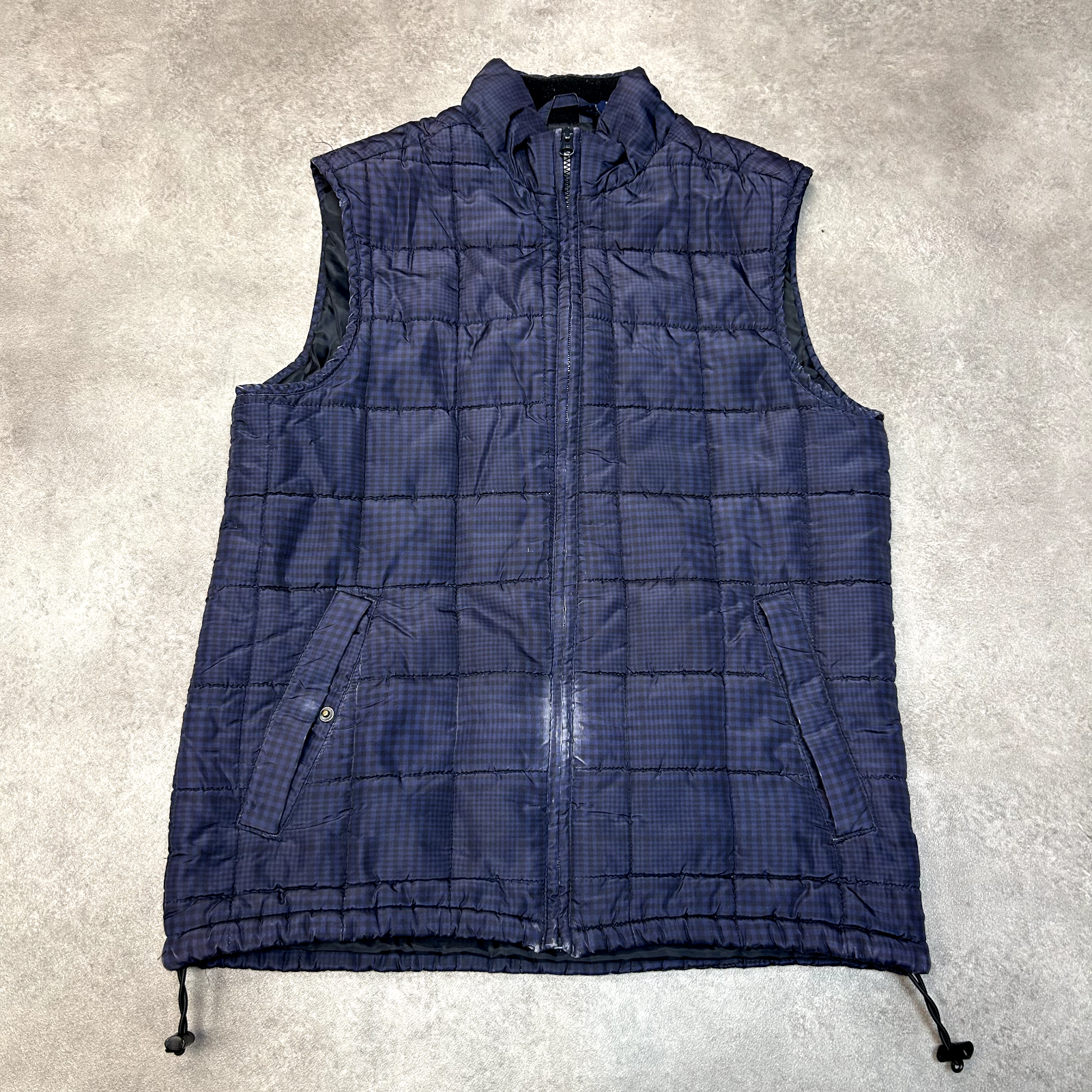 Chaps Puffer Gilet Mens Small Vintage Full-Zip Sport Vest Jacket, Navy