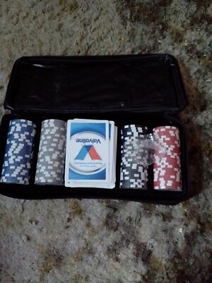 Vintage Poker Texas Hold  em Valvoline Poker Chips Sealed, Cards Opened, Case