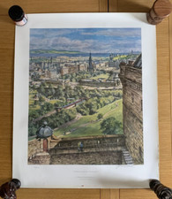 Edinburgh SIGNED Print J. McIntosh Patrick Commonwealth Games 1986 Castle