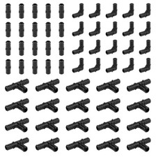 60 PCS Barb Crimp Pex B Fittings 1/2 inch Set Elbow Coupling Tee 20 PCS Each 