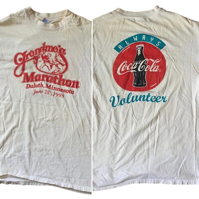 Vintage GRANDMA S MARATHON T-SHIRT 1995 Coca Cola Volunteer 