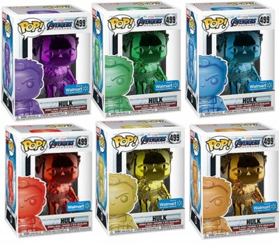 AVENGERS ENDGAME HULK FUNKO POP MARVEL CHROME GAUNTLET WALMART 499 SET OF 