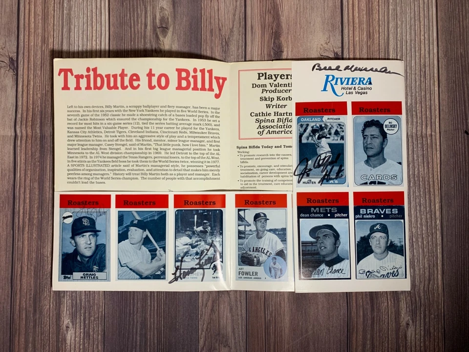 Programa de béisbol Billy Martin Roast 1989 con 11 autógrafos Ford, Killebrew Foto 4 de 4