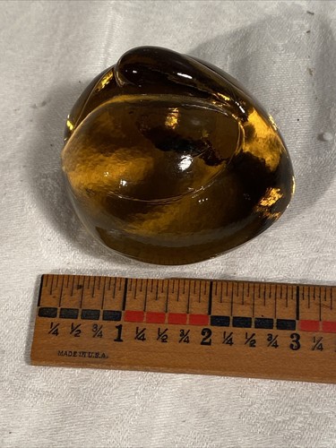 Fostoria Glas Storch Briefbeschwerer braun bernsteinfarben signiert - Bild 6 von 6