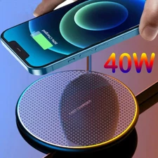 40W Fast Wireless Charger Mat Charging Station For iPhone 15 14 Pro Samsung S24+