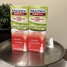 2 Mucinex Sinus Max Severe Nasal Spray Congestion Relief 0.75 oz EXP-01/26