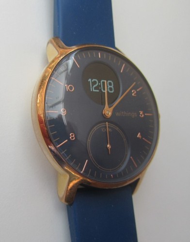 Withings Steel HR Faulty Hybrid Smartwatch 38mm Gold Bezel & Blue Silicone Band - Zdjęcie 4 z 14