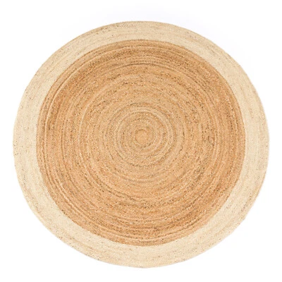 Rug Jute Round Handmade 100%Natural Area Rug Hand Braided Farmhouse Living Room - Image 1 of 4