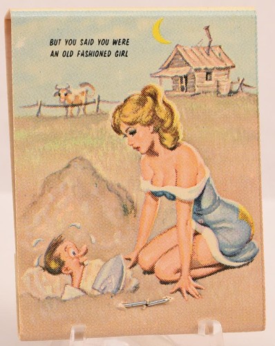Vintage Pin Up Old Fashioned Girl Front Strike Match Book Full Unstruck
