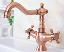 Antique Red Copper Double Handle Kitchen Faucet Basin Vanity Mixer Tap 2nf616