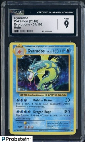2016 Pokemon Evolutions #34/108 Gyarados Holo CGC 9 MINT