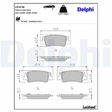 Bremsbelagsatz Scheibenbremse DELPHI LP3738 für HYUNDAI TUCSON NX4E NX4A SONATA