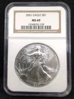 2001 $1 American Silver Eagle Coin NGC MS 69 Classic Brown Label  #8054