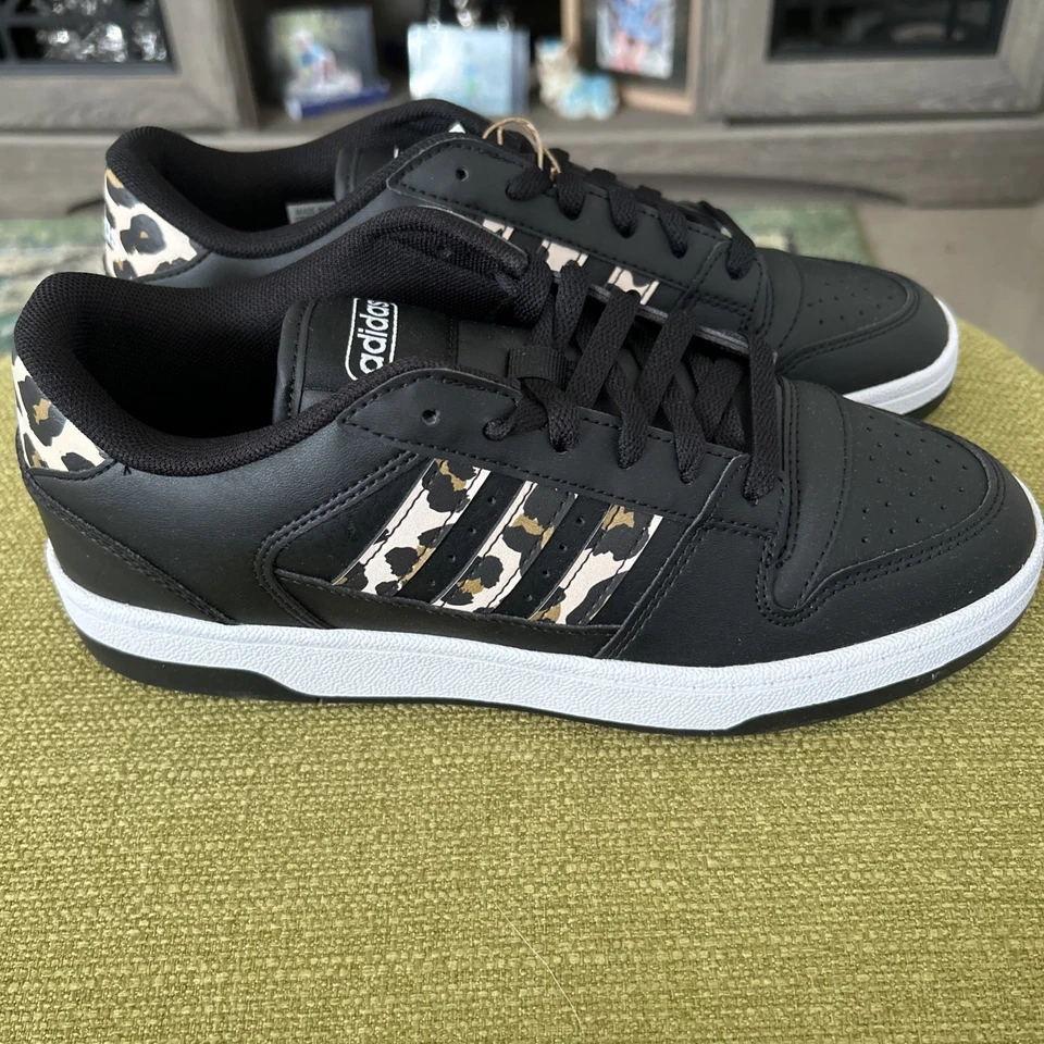 Adidas Mujer Talla 8 1/2 Negro Con Rayas Leopardo Tenis Zapatos Foto 2 de 4