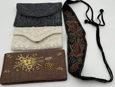 Vintage Beaded Purses (Clutches) & Christian Dior Sash - 1980's or earlier