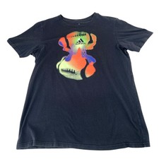 Adidas Youth Knit T-Shirt Size XL Black w/Neon Logo Short Sleeve