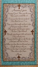 23.5" X 44" Panel Amazing Grace Song Lyrics Faith Cotton Fabric Panel D757.20