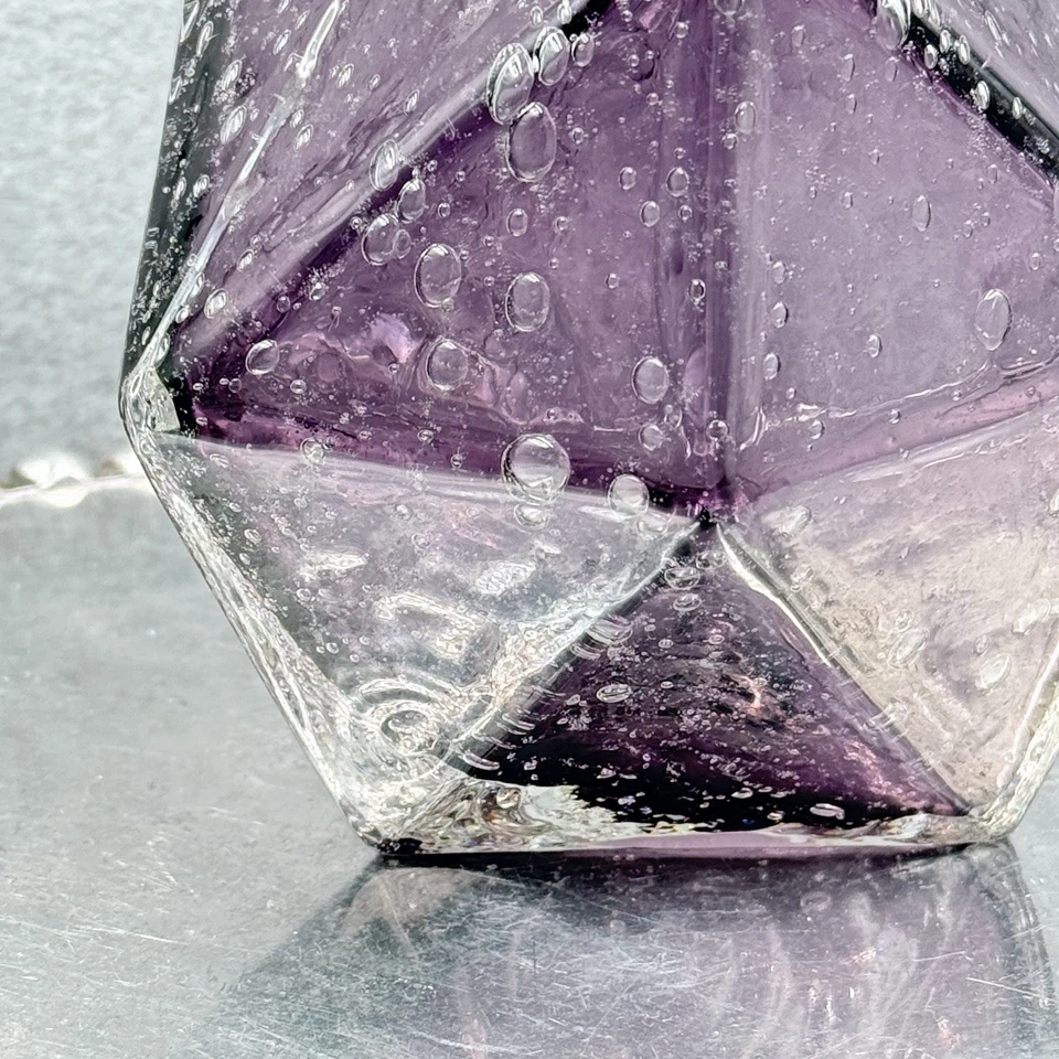 Suporte de vela facetado Anthropologie e vaso de vidro semeado bolha de ametista roxa - Imagem 3 de 4