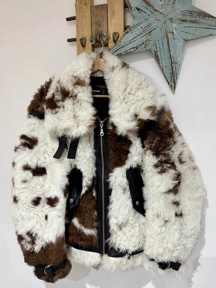 RARE Dsquared2 Fall 2018 Worn On The Runway Men's Fur Leather Bomber Coat Sz 48 - Image 4 of 4