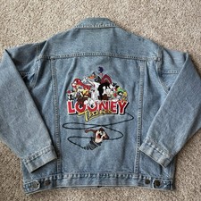 Looney Tunes Vintage Denim Jacket Warner Bros Studio Store Mens Size XL 1997