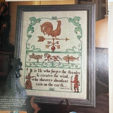 Weathervane Rooster Sampler Bible Amos 4:13 Cross Stitch Pattern CHART pages