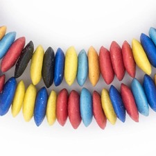 Spring Medley Ashanti Glass Saucer Beads 14mm Ghana African Multicolor Handmade