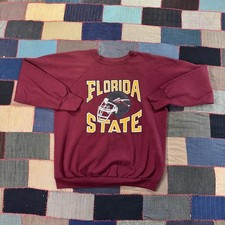 Vintage 90s Florida State Seminoles NCAA Bold Helmet Crewneck Made in USA
