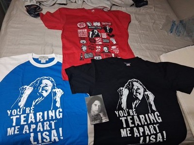 A Lot Of 3 Tommy Wiseau Tshirts And A Singhed Photo Of Him