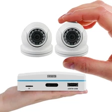 Expandable 4CH Wired Mini DVR & Security Cameras System-2pcs 1080P Mini Dome ...