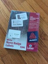 Avery Flexible Self Adhesive Laser Inkjet Name Badge Labels White 400 Badges NEW