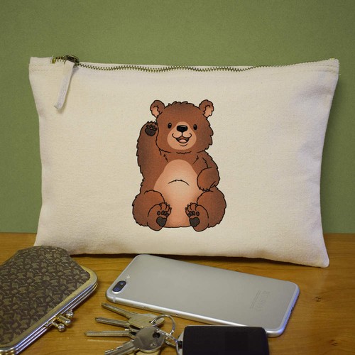 'Waving Grizzly Bear' Canvas Clutch Bag / Accessory Case (CL00043040) - Bild 2 von 2