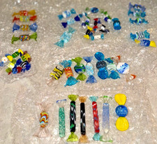 MURANO Hand Blown Art Glass Wrapped Candy Lot of 48, Variety of 3/4" to 2-1/2"