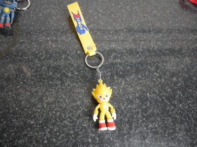 Super Sonic The Hedgehog Rubber Keychain Key Ring New!