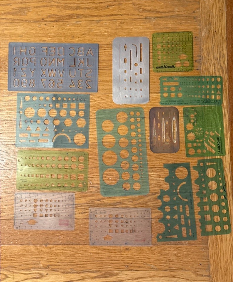 HUGE Lot Of Vintage Rulers Drafting Measuring Tools Templates Erasers ...