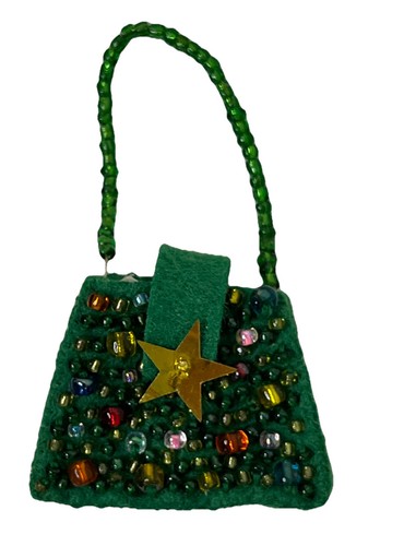 Vintage Michael Simon Weihnachtsschmuck Perlen Mini Handtasche Geldbeutel