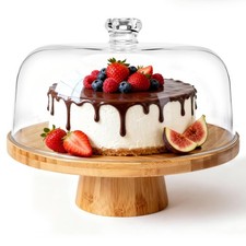 Masthome Bamboo Christmas Cake Stand with Lid, 6 in 1 Cake Holder with Lid,Multi
