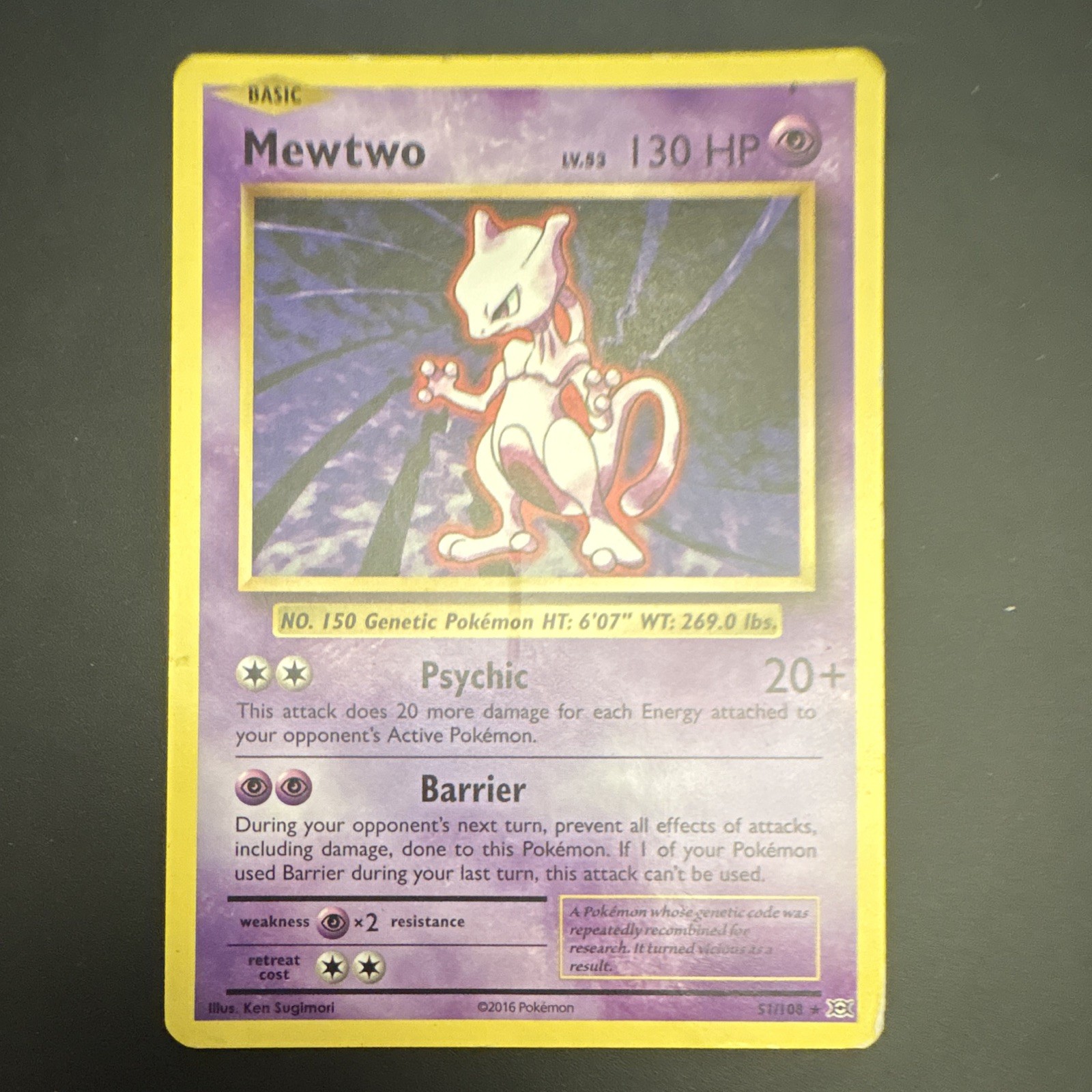 Pokemon Mewtwo 51/106 2016 Evolutions 130 HP - MP