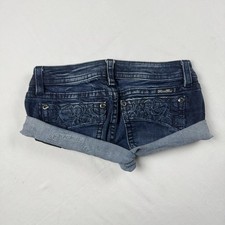 Miss Me Denim Shorts Womens 27 Blue Rolled Cuff Embroidered Back Pockets Casual