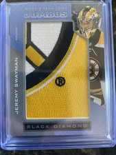 Upper Deck Black Diamond 2021-22 Jeremy Swayman Rookie Bruins Memorabilia Card. rookie card picture