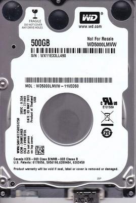 WD5000LMVW-11VEDS0 DHMTJHKB s/n: WX11E3 2013 500GB 2.5'' USB 3.0 Western Digital