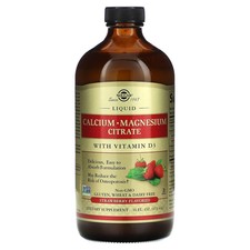 Liquid Calcium Magnesium Citrate with Vitamin D3, Strawberry, 16 fl oz 473 ml 