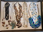 7 pc Vintage Estate Modern Costume Jewelry Necklace Lot, Glass & Wood Beads